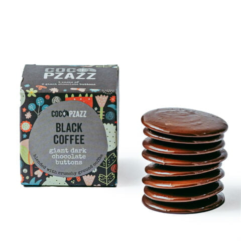 COCO PZAZZ - BLACK COFFEE GIANT DARK CHOCOLATE BUTTONS 96G